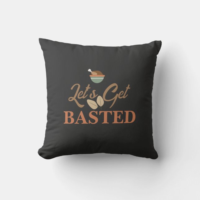 Coussin Dîner de Thanksgiving Faisons-nous Baster la dinde (Recto)