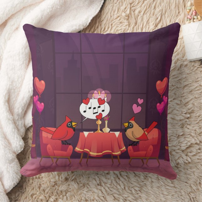 Coussin Dîner des oiseaux cardinaux du Nord Date (Couverture)