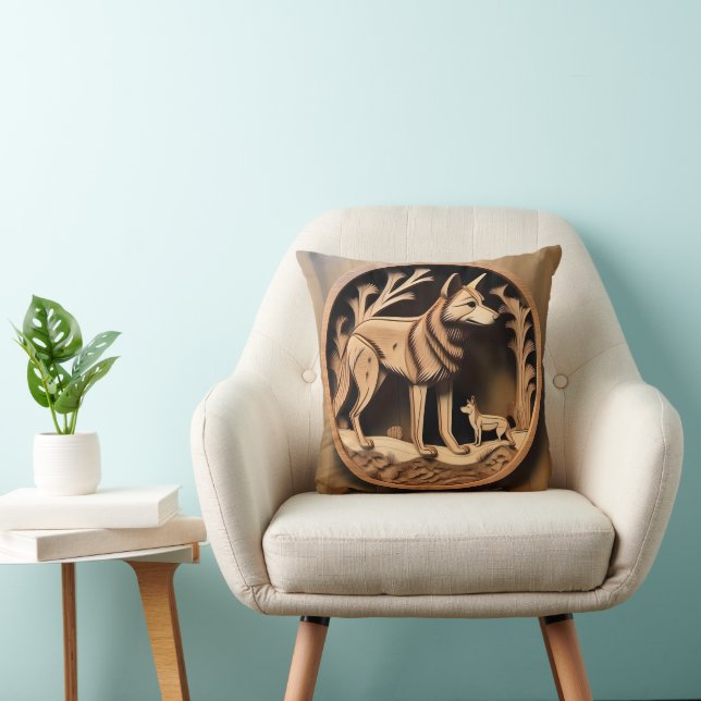 Coussin Dingo Wood Carving, Australie, (Chaise)