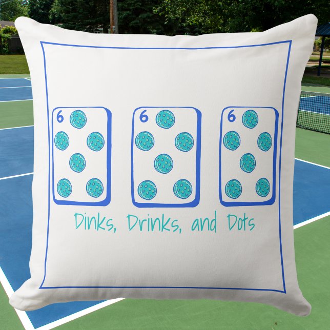 Coussin Dinks, Drinks & Dots / Décor Pickleball Mahjong (Créateur téléchargé)