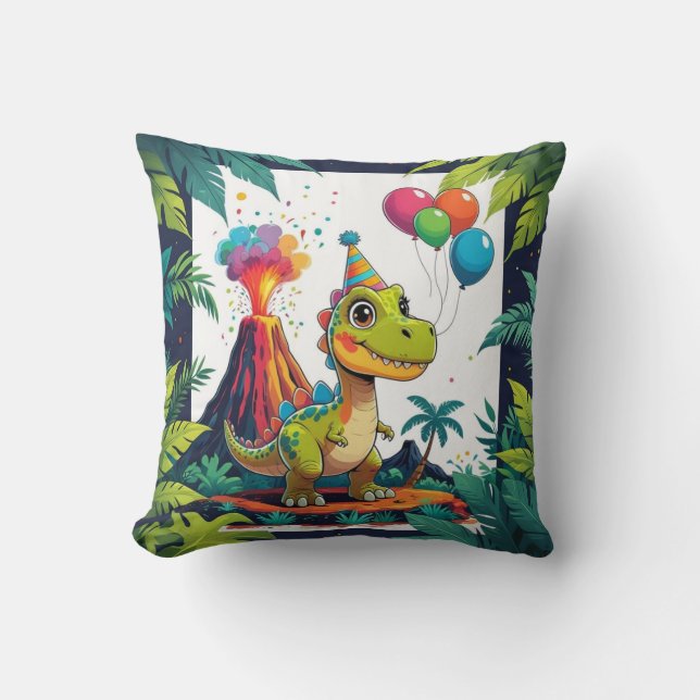 Coussin Dino Party - Volcano Amusement (Recto)
