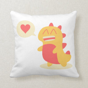 Coussin Dino souriant Kawaii parlant d'amour