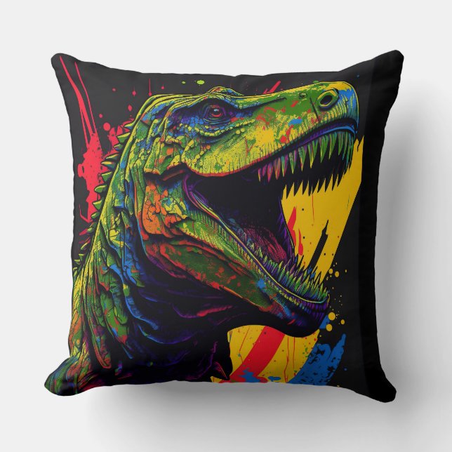 Coussin Dino T Rex mignon préhistorique Jeu d'oreiller (Recto)
