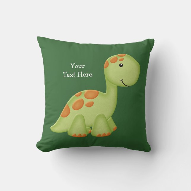 Coussin Dino vert (personnalisable) (Recto)