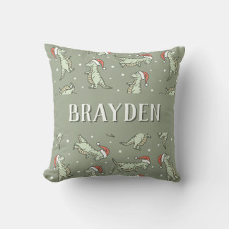 Coussin Dinosaur Christmas Boy Name Santa Tyrannosaurus