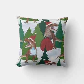 Coussin Dinosaur Christmas T-Rex Santa