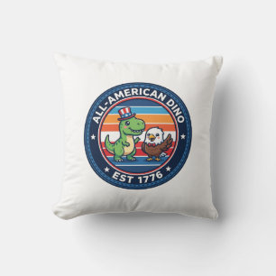 Coussin Dinosaur Kawaii Patriotique Tout Américain DINO ES