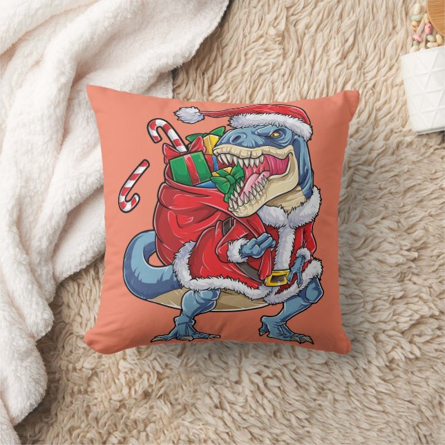 Coussin Dinosaur Noël Père Noël T rex Garçons Hommes (Couverture)