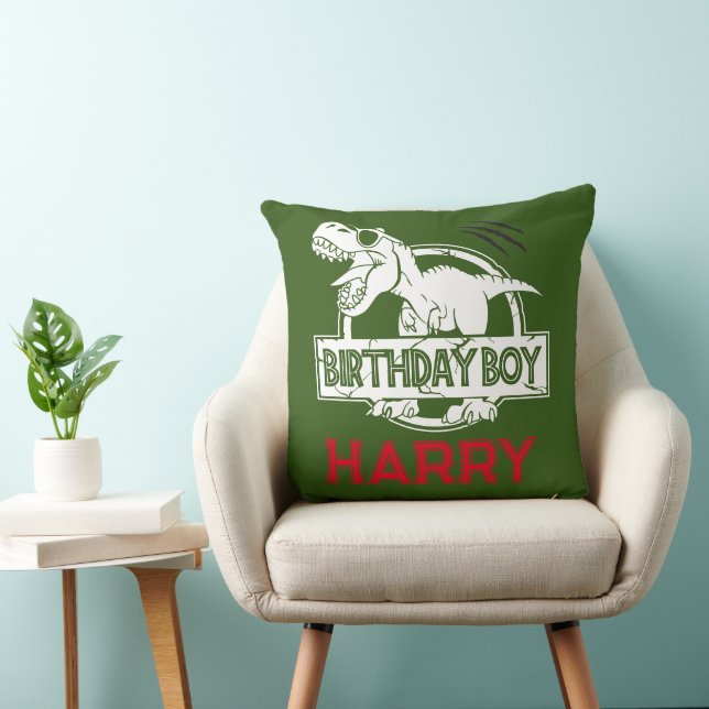 Coussin Dinosaur T Rex ROAR VERT ANNIVERSAIRE GARÇON (Chaise)