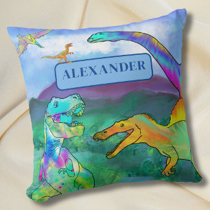 Coussin dinosaure coloré personnalisé