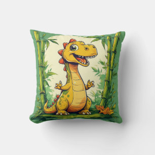 Coussin Dinosaure de dessin animé adorable dans une jungle