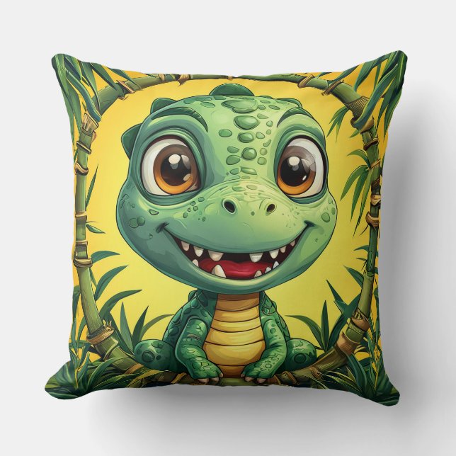 Coussin Dinosaure de dessin animé coloré (Recto)