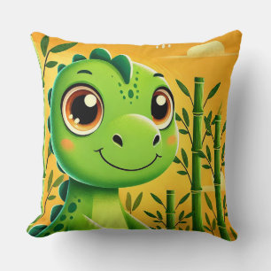 Coussin Dinosaure de dessin animé dans une jungle tropical