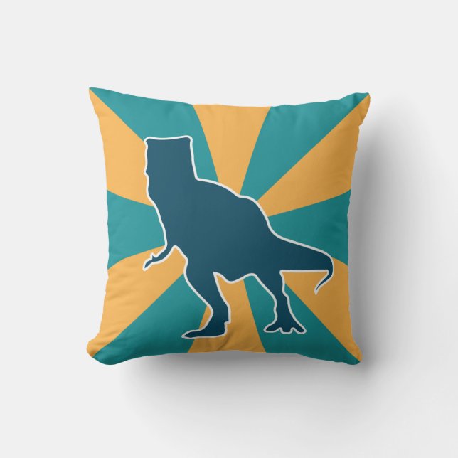 Coussin Dinosaure de la chambre du garçon T-rex jaune et b (Recto)