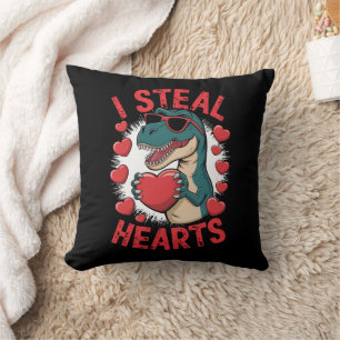 Coussin Dinosaure de la Saint-Valentin Je vole les cœurs A