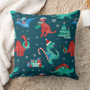 Coussin Dinosaure de Noël Enfants Amusant Vacances d'Hiver