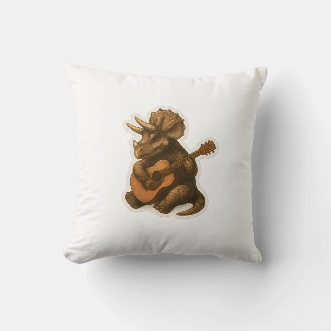 Coussin Dinosaure Jouer Guitare (Recto)