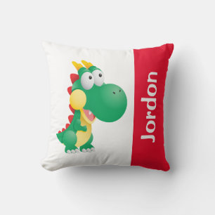 Coussin Dinosaure mignon avec nom personnalisé