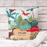 Coussin Dinosaure mignon préhistorique jungle enfants<br><div class="desc">Un dinosaure mignon peint à la main dans une jungle préhistorique. Œuvre originale de Caroline Bonne Müller.</div>