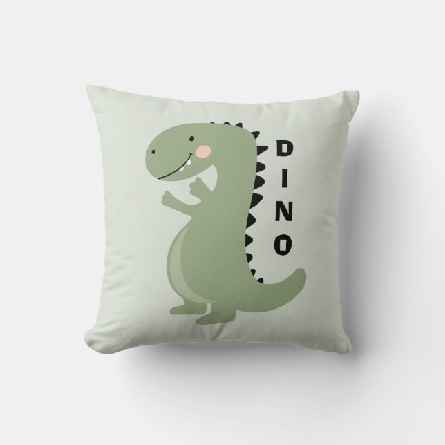 Coussin Dinosaure Moderne Vert Bébé Animaux Décor Nourritu (Recto)