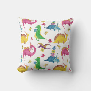 Coussin Dinosaure party : motif aquarelle.