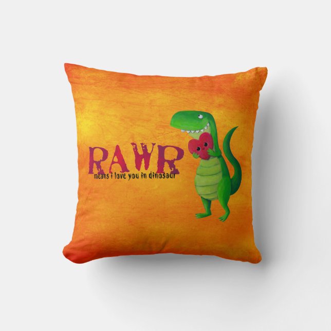 Coussin Dinosaure romantique de RAWR T-rex (Recto)