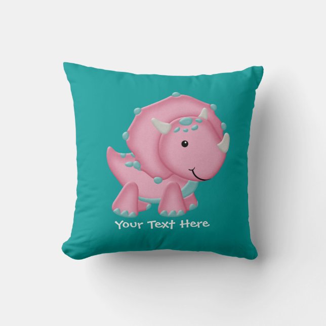 Coussin Dinosaure rose (personnalisable) (Recto)