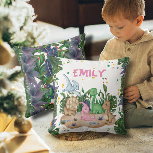 Coussin Dinosaure rustique vert Nom