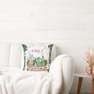 Coussin Dinosaure rustique vert Nom