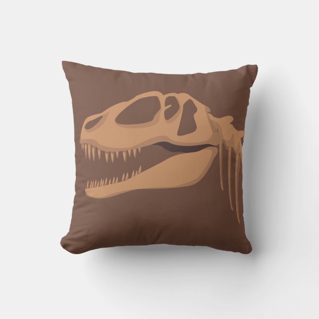 Coussin Dinosaure T-rex Skeleton Fossil Salle Brown pour e (Recto)