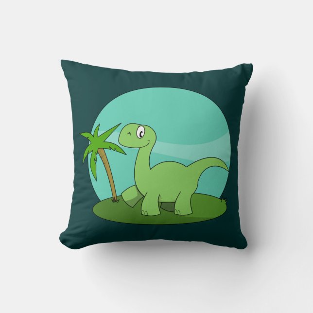 Coussin Dinosaure vert mignon (Recto)