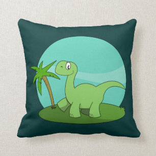 Coussin Dinosaure vert mignon