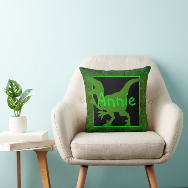 Coussin Dinosaure Vert Personnalisé Cacher (Chaise)