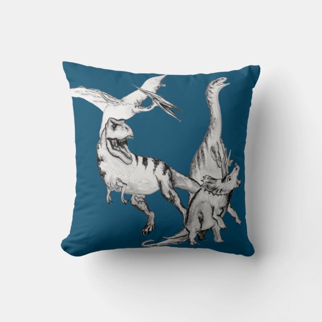 Coussin Dinosaures à l'aquarelle pour enfants (Recto)
