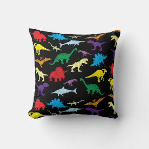 Coussin Dinosaures colorés Aquarelle Enfants Motif