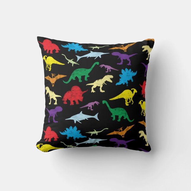 Coussin Dinosaures colorés Aquarelle Enfants Motif (Recto)