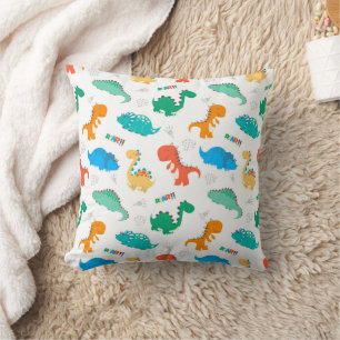Coussin Dinosaures colorés mignons Motif illustré