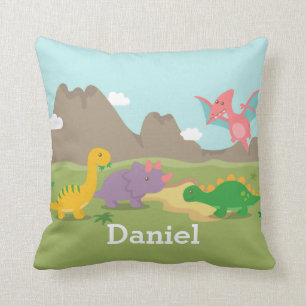Coussin Dinosaures colorés mignons pour la pièce de