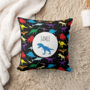 Coussin Dinosaures Colorés Motif Aquarelle Enfants