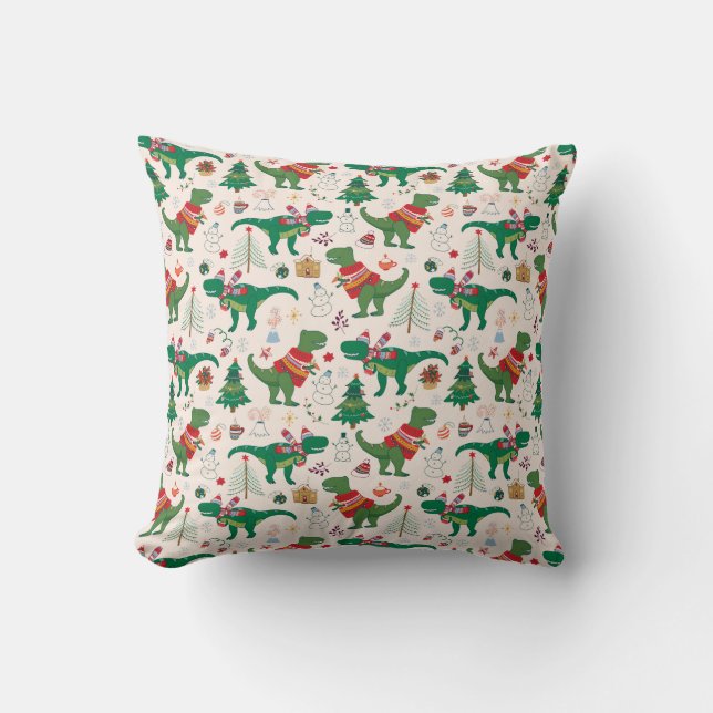 Coussin Dinosaures dans Sweaters Motif de Noël (Recto)