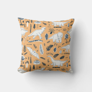 Coussin dinosaures drôles avec motif feuille de palme