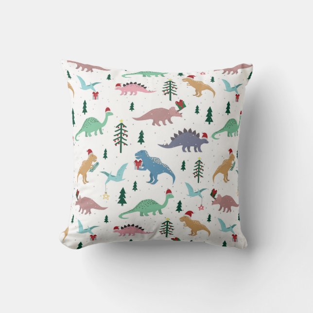 Coussin Dinosaures festifs Motif de Noël (Recto)