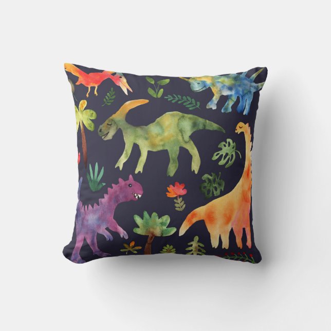 Coussin Dinosaures floraux : Aquarelle (Recto)