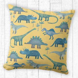 Coussin Dinosaures jaune