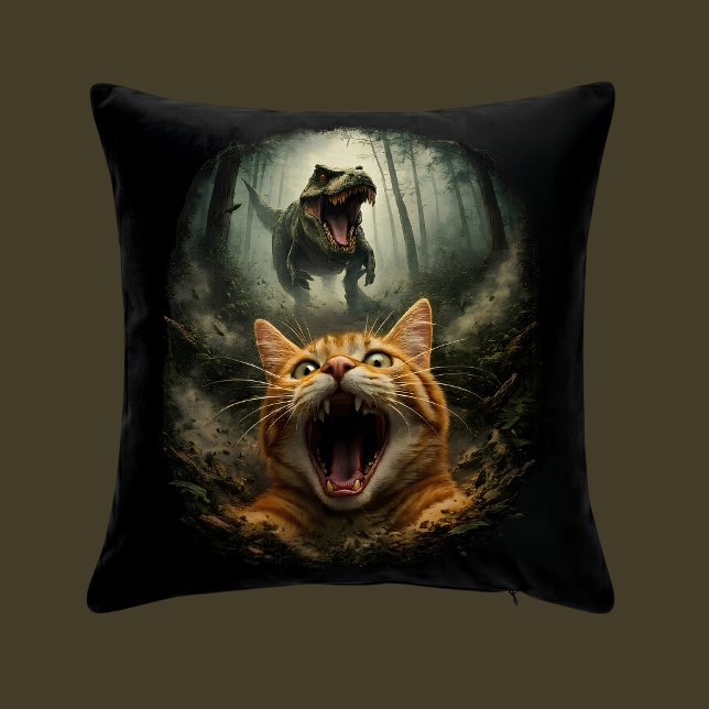 Coussin Dinosaurus drôle rugissant T-Rex & Chat qui hurle  (Créateur téléchargé)