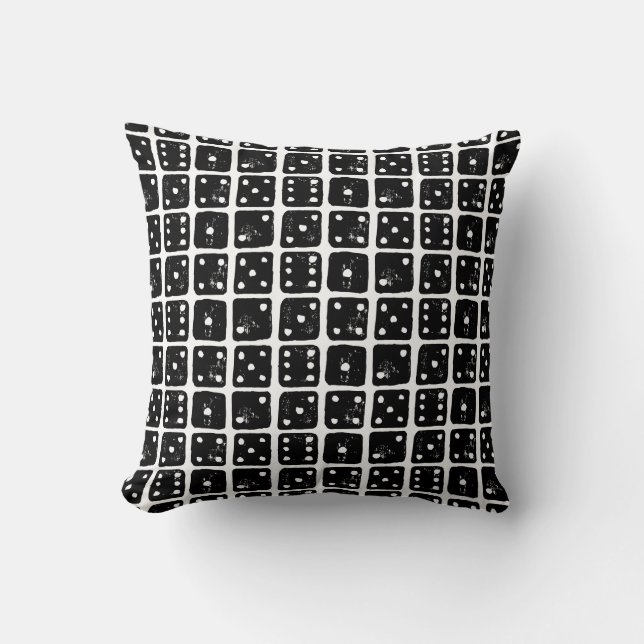 Coussin Dinus noir et blanc 1-6 Linocut (Recto)