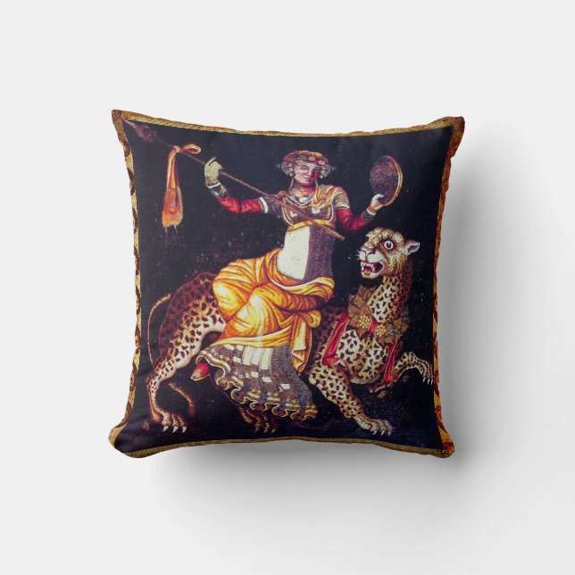 Coussin DIONYSOS AVEC LA SPEAR ÉQUITATION LEOPARD Grecque  (Recto)