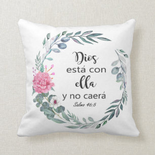 Coussin Dios está con ella y no caerá, espagnol Bible Ci