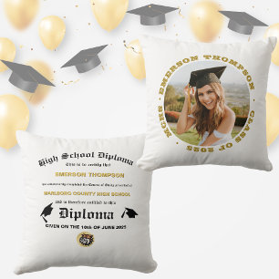 Coussin Diplôme de Diplôme Photo Black and Gold Custom