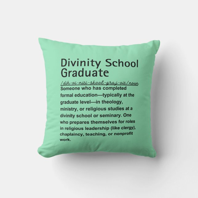 Coussin Diplômé de l'école de Divinité (Recto)